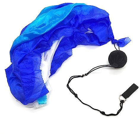 Hayaww Bälle für Bauchtanz - Poi-Luftschlangen Seidenschleier Mit Kugel Schwingen, Streamer Wurfball für Performance (Weiß + Blau + Seeblau)