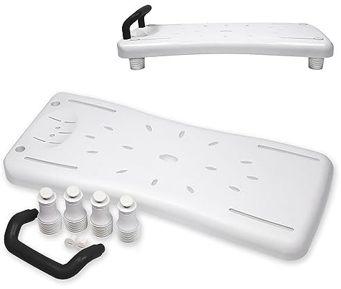 SUBTLETY Planche de bain 70 x 31 cm pour baignoire 41 à 63 cm - Réglable - Avec planche d'assise en polypropylène et poignée de sécurité noire - Charge maximale : 150 kg - Pour adultes et personnes