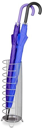 Relaxdays Regenschirmständer, H x D: 44 x 16 cm, Metall, runder Schirmständer für Regenschirme, modernes Design, Silber