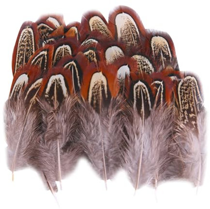 FSSTUD 100 Stück 4–8 cm kleine Fasanenfedern, natürliche flauschige Federn, gepunktet, Bastelfedern, Kleidung, Dekoration, Federn, Schmuckherstellung, Braun