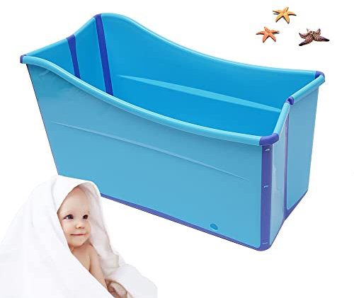 SuhoFutus Faltbare Badewanne Kinder, Faltbare Badewanne, Foldable Mobile Bathtub Erwachsene, Baby Erwachsene für Dusche Sitzbadewanne Blau, 98 * 50 * 56cm, für Badezimmer, Dusche und Balkon