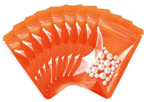 Rimiko 50 Pezzi Sacchetti di Plastica con Cerniera, Bustine Trasparenti Mylar con Zip, Buste Ermetica a Chiusura per Alimenti (Arancia, 16x24 cm)