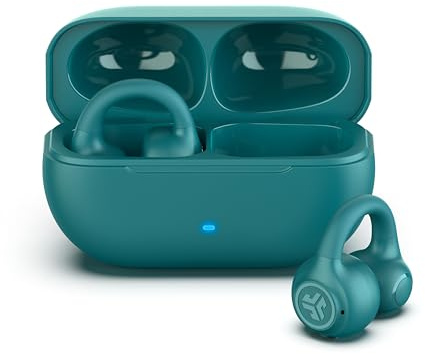 JLab Flex Open Earbuds, Wireless Bluetooth Open-Ear Headphones with Clip-on Cuff Design, Multipoint Connectivity, App Customization, 21+ Hours Battery, IPX4, Teal
