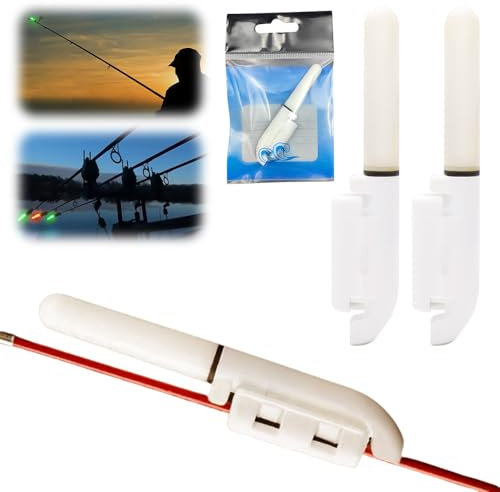 FUXNGZI Knicklichter Angeln,Bissanzeiger Angeln,Bissanzeiger Wasserdicht Licht Sticks mit Schnalle, Led Bissanzeiger Rutenspitze, Nachtangeln Biss Alarm für Angelrute (2PCS)