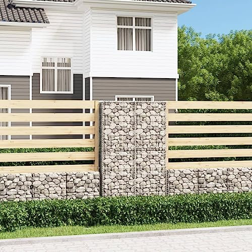 staketenzaun hoch,zaun garten,Steinkorb Gabione mit Deckeln Verzinkter Draht 150×100×30 cmGeeignet für Gärten, Zäune, Ästhetik