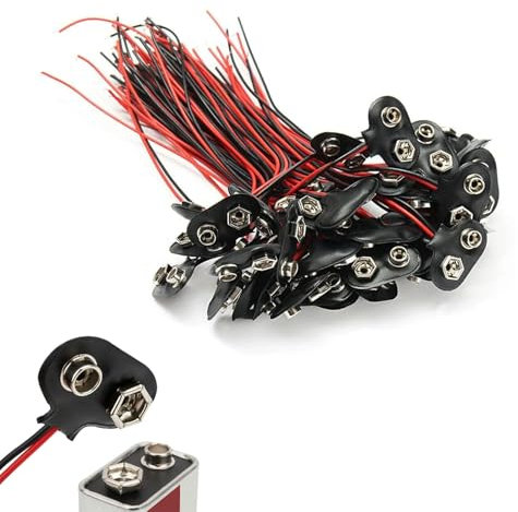 30 Piezas Conector Pila 9V, Conector Batería 9V Tipo I, Clips para Batería con Cable de 15 cm, Ideales para Proyectos Electrónicos y DIY, Cubierta de Plástico Durable (T-Type)