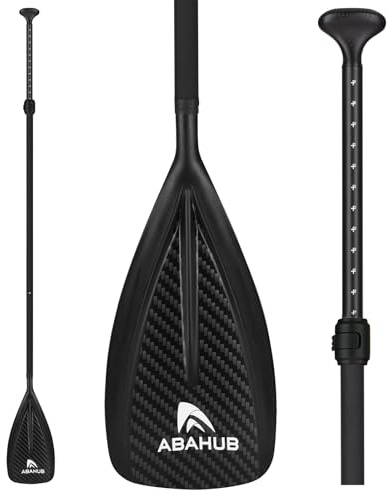 Abahub SUP Paddel 3teilig Stand Up Teleskoppaddel 173-213cm Aluminium mit PU Beschichtung für SUP Board Surfboard Bootfahren Kanusport, Kunststoff-Nylonblatt 3k Carbonmuster der Paddelblatt