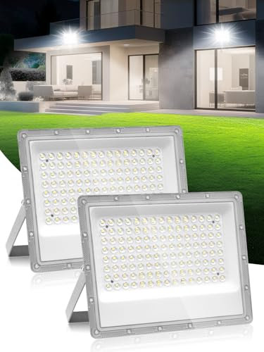 Projecteur LED Exterieur 100W 2 Pièces,10000LM Super Lumineux Spot LED Extérieur,6500K Blanc Froid Spot Extérieur Puissant,IP66 Étanche Eclairage Exterieur pour Jardin, Terrasse, Garage, Terrasse