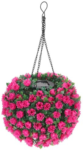 Gatuida Lámpara Solar De Flores Rosas Para Jardín Bolas Topiarias Artificiales Luz Led Decoración Para Patios y Bodas Energía Solar Iluminación Para Exteriores