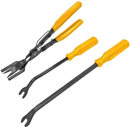 JNNJ 3 Pezzi Rimozione della Clip Pinza Auto, Leve Smontaggio Auto, Set di Attrezzi di Rimozione Rivetti, Strumenti di Rimozione per Auto Porta Pannello, per Veicolo Audio Pannello Porta(Giallo)