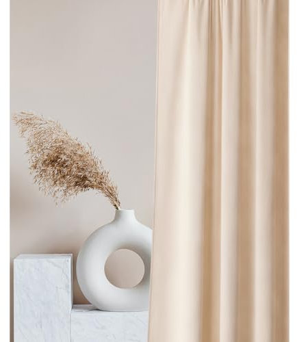 ROOM99 Samtvorhang Vorhang mit Kräuselband Charmy 140 x 250 cm Breite x Höhe Schiebegardinen Curtain Wohnzimmer Schlafzimmer Samt Velours Creme, 1 Stück