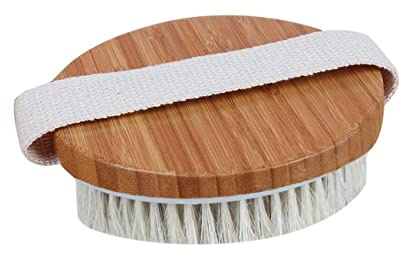 Bambus Trockenbürsten Beige Hautbürste für Peeling | Körperbürste mit Massageeffekt, zur Hautreinigung und Pflege, für Rücken und Dusche