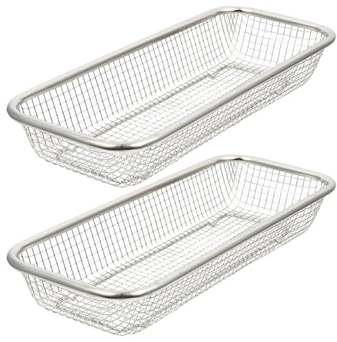 Hemobllo Cesta para lavavajillas, Set de 2 cestas de lavavajillas de acero inoxidable Organizador de cubiertos y utensilios de cocina, diseño de malla para un secado rápido y almacenamiento eficiente
