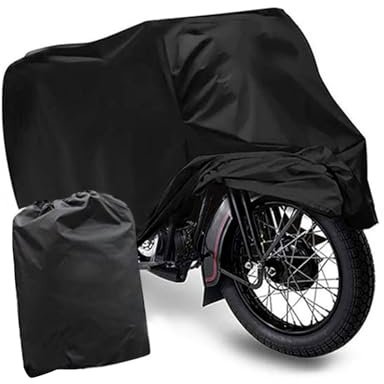 Opuweiy Motorcycle Cover, Waterproof All Season Motorbike Cover with Lock Holes, 96.5 x 41.3 x 49.2 Outdoor Motorbike Protector, Universal for Motorcycles Bikes (Black)