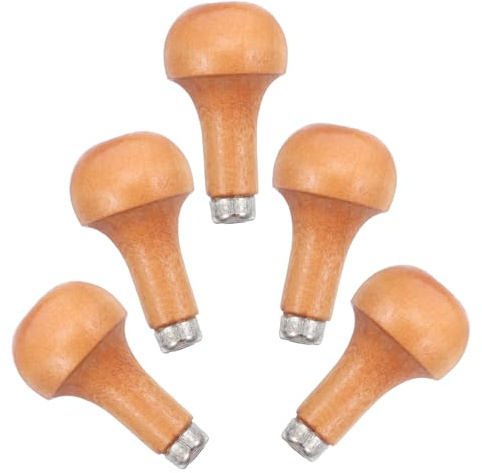 KONTONTY Poignées en Bois Ergonomiques Manche Champignon Rond Lot de 5 Compatible Burins et Outils de Coupe pour Outil de Travail du Bois pour Gravure et Sculpture