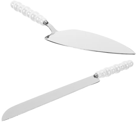 FUNNETOYU Serveur à Gâteaux Manche en Céramique Perlée en Acier Inoxydable Professionnel Design Polyvalent et Facile à Nettoyer, pour Anniversaires et Fêtes