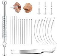 CASSIECA 20Pcs 14/16/18/20G Kit Piercing Acciaio Chirurgico Piercing a Cono Kit Ago Piercings per Orecchio Naso Ombelico Lingua Labbra Accessori Piercer Pinza Piercings Strumenti Inserimento Gioielli