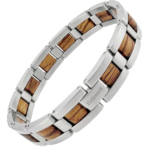 Holzwerk IDASEE Natur Holz Armband für Damen und Herren Holzarmband Herrenarmband Damenarmband Braun Zebra Einstellbar inkl. Armbandkürzer und Aufbewahrungsbox