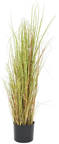 Ziaphsol Kunstgras 95 cm künstliche Zimmerpflanze Braun Grün im schwarzen Blumentopf, Dekopflanze aus Kunststoff für Wohnzimmer, Büro, Balkon und Fensterbank, pflegeleicht für Allergiker