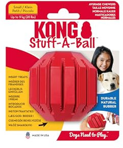 KONG Stuff-A-Ball - Durable Chew Rubber Toy for Dogs - For Dental Health & Teeth Cleaning - Stuffable Toy for Treats & Snacks - For Small Dogs