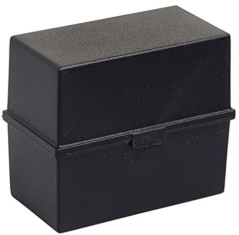 Exacompta 51814D Tragbare Karteikassette EcoBlack DIN A5. Aus Recycling-Kunststoff mit Schnappverschluss für bis zu 200 Karteikarten schwarz Blauer Engel Karteikasten