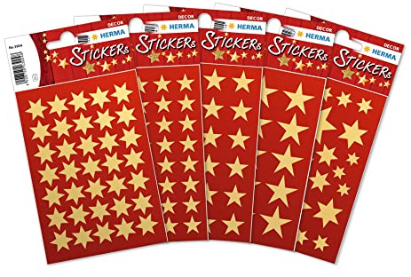 HERMA 15500 Aufkleber Sterne Gold klein groß, 423 Stück, Stern Sticker aus Papier, Weihnachtssticker Sternaufkleber für Weihnachten Geschenke Adventskalender Dekoration Kinder Belohnung DIY Basteln