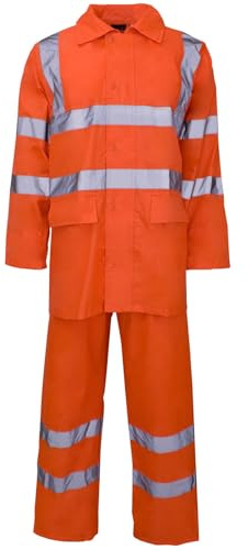 Hi Vis Viz Rainsuit 2 Piece Set High Visibility Hooded Puddle Rain Suit