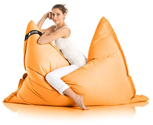 Grande Puff XXL Silla para Interior y Exterior Bean-Bag de Sala de Estar, balcón, jardín, Bolsa de Frijoles 400L Silla Gigante Puf niños y Adultos 180 x 140cm (Nylon, Naranja)