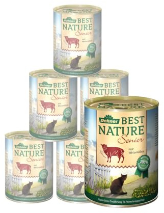Dehner Best Nature - Comida para Gatos para Adultos, Cordero y Trigo, 6 x 400 g (2,4 kg)