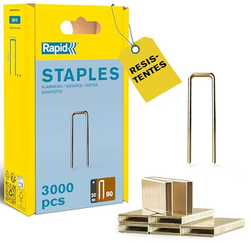 Rapid Schmalrückenklammern Typ 90, 30 mm, 3.000 Stk. | Geharzte Oberfläche für sicheren Halt; galvanisierter Stahl; für Holzverkleidungen, Böden und Innenausbau; 30 mm; 3.000 Stk.