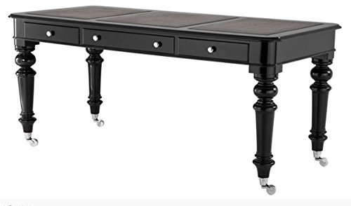 Casa Padrino Luxus Schreibtisch/Sekretär Hochglanz Schwarz Klavierlack 175 x 80 cm