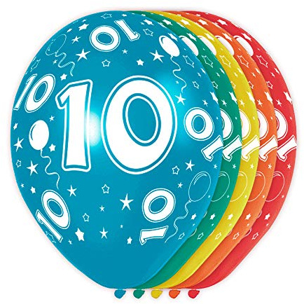 Folat 19310 Luftballons Zahl 10 drucken, 5 Stück