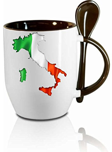 Tasse mit Löffel Italien Löffeltasse, Kaffeetasse mit Motiv,Bürotasse, bedruckte Tasse mit Sprüchen oder Bildern - auch individuelle Gestaltung nach Kundenwunsch