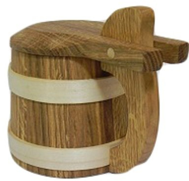 Wooden World Hölzerne Eiche Bierkrug Tasse Krug mit Deckel Sehr solide Vatertag 0.5l / M06