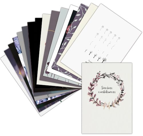 MERCI-FACTEUR.COM Carte de Condoléances pour Décès - 16 Cartes Différentes - Format Carte Postale (3 Formats Dispos) - Sobre Carte