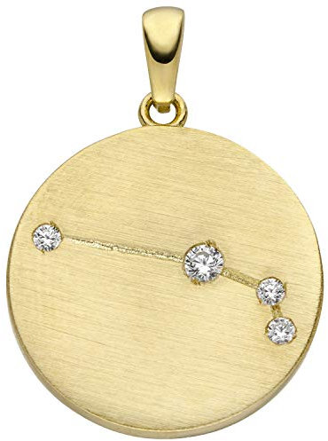Jobo Sternzeichen-Anhänger Widder aus 8 Karat 333 Gold matt mit 4 Zirkonia