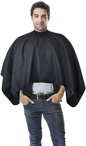 Professioneller Haarumhang, wasserdicht und bleichfest, Friseurumhang mit jedem Farbstoff, chemikalienbeständig, verstellbarer Halsteil, Handloch, leicht zu reinigen, schwarz, 47.2Wx61L inch