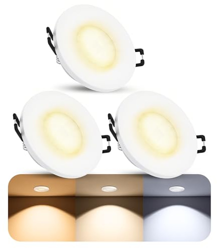 SSC-LUXon BEDA Einbaustrahler IP65 flach dimmbar 3er Pack mit LED wechselbar 4W warmweiß - Einbauspot Dusche außen weiß 230V
