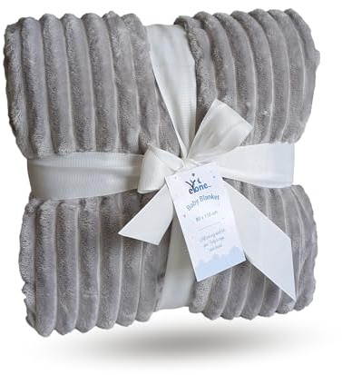eYone Coperta per neonati, 80 x 110 cm, in morbido pile e sherpa, per carrozzina, culla e passeggino, idea regalo unisex, colore: grigio