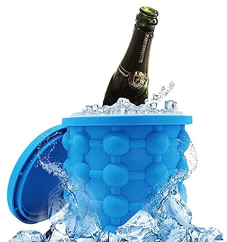 BHBXZZDB Grand Seau à Glace en Silicone et Moule à Glace avec Couvercle, Machine à glaçons Peu encombrante, Machine à glaçons en Silicone, Machine à glaçons Portable en Silicone