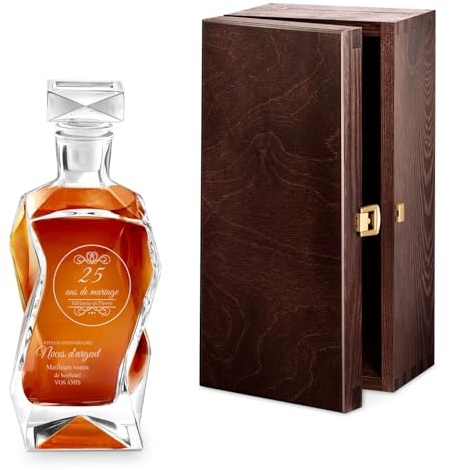 Maverton Décanteur à Whisky gravé, 700 ml Décanteur en verre | Cadeau pour les couples, avec personnalisation, Noces d’argent