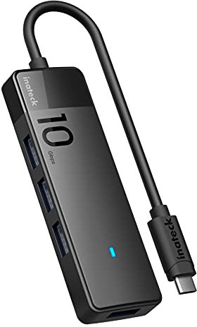Inateck HUB USB 3.2, 10Gbps Hub USB C con 4 Puertos USB A Compatible con MacBook Pro/Air, iMac, iPad Pro, PS4, Surface Pro