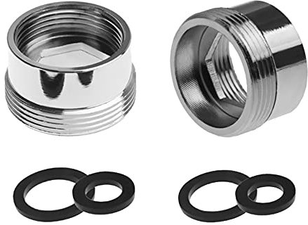 HATOOHA® Metall-Wasserhahn-Adapter, 2 Stück Wasserhahn-Anschluss, Messinggewinde, massives Metall, Küchen-Wasserhahn-Anschluss (20 mm weiblich – 22 mm männlich)