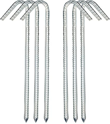 Bodenanker Zeltnägel Erdanker Garten Heringe Stahl Gartenpfähle Pflocke Stakes Erdnägel Zeltheringe Landschaft Heftklammern Bauanker Zelt zum Trampolin Schaukel 6 Stück 30CM