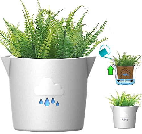 King's Gardening Clever Pot – Selbstbewässernder Topf für den Innen- und Außenbereich, animierte Wasserstandsanzeige, ideal für Blumen, afrikanische Veilchen und mehr 20.3 cm (Pearl Cloud)