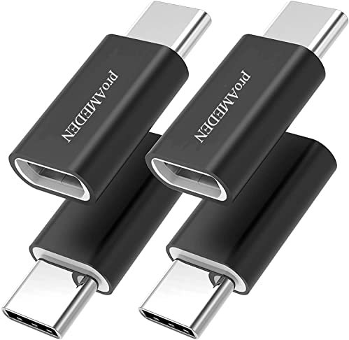 proAMEDEN Lot de 4 adaptateurs Micro USB vers USB C, USB C vers Micro USB en aluminium pour charge et transfert de données, multicompatible avec appareils micro USB, noir.