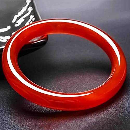 UIBAO Jade Armreif Jade Armband Roter Achat-Jade-Armband Natürlicher Red Jade Armreif Damen Jade Armreifen Jadearmband Für Damen Lady Schmuck Modeaccessoires,63-64mm