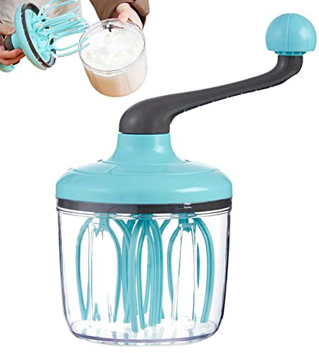 Abbto Batidor con manivela, batidor de mano para uso doméstico, batidor para cocinar, batidor manual, espumador de leche multifuncional, batidor de mano, herramienta de cocina práctica
