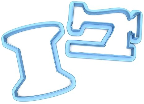 Sweet Prints Inc Set of 2 Spool of Thread and Sewing Machine (outline) Cookie Cutter - Dishwasher Safe (2)