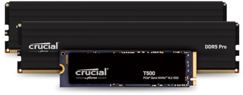 Crucial T500 SSD de 2TB interna M.2 PCIe Gen4 NVMe Para Juegos & Kit de Memoria RAM de Sobremesa Crucial Pro de 48 GB (2x24 GB) DDR5 6000MHz